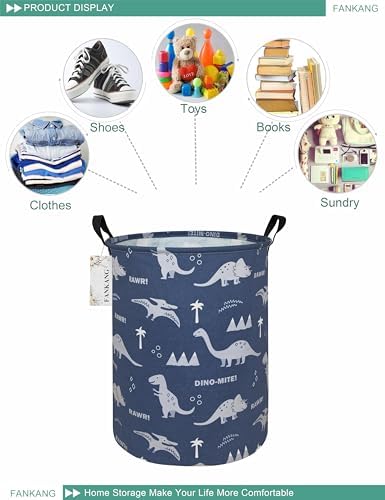 Storage Bin Foldable Nursery Organizer Basket Blue dinosaur - Image 3