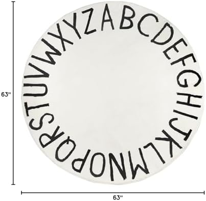 Topotdor Round ABC Area Rug, 63 Inch Soft Floor Carpet - Image 3