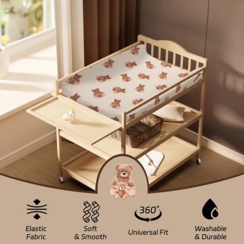 4 Pack Bear Baby Sheets Neutral Unisex Fitted Checked Nursery Baby Sheet Set - Image 7
