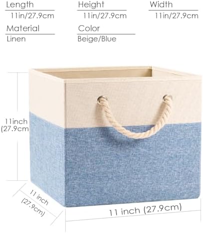 PRANDOM Large Foldable Cube Storage Bins 11x11 inch Fabric Linen Storage - Image 3