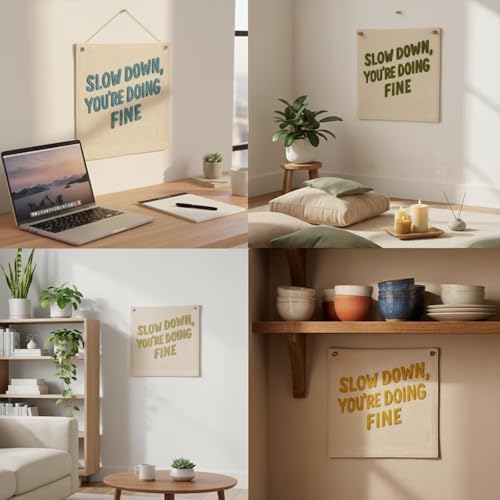 Custom Slow Down You’re Doing Fine Embroidered Canvas Banner - Image 6