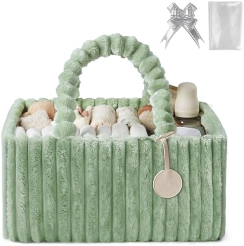 Blissful Diary Flannel Diaper Caddy Organizer & Gift Packaging, Sage Green by BlissfulDiary