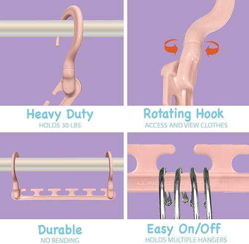 Wonder Hanger Max Space Saving Hangers, 360° Hooks, Pastel Pink - Image 3