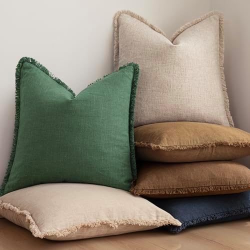 Foindtower Decorative Linen Fringe Throw Pillow Covers Cozy Boho Farmhouse - Image 6