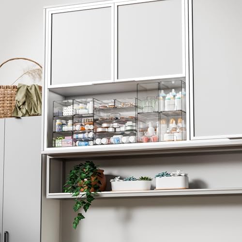 Yieach 4 Pack Clear Stackable Storage Drawers, Pull-Out Medicine Cabinet - Image 2