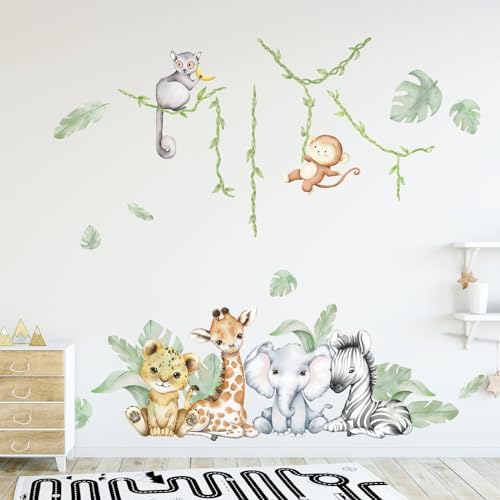 59.05x53.14 Inch Woodland Animals Wall Decals Forest Animal Wall Decal Elephant - Image 2