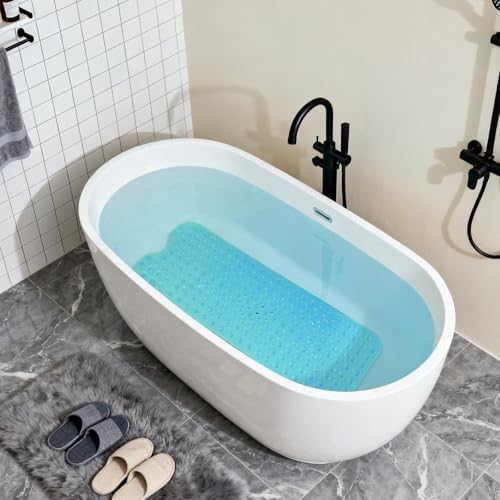 Anti-Slip Bathtub Shower Mat 40×16 Inch Clear Green - Image 4