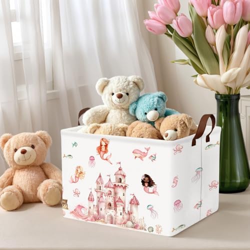 Cute Rectangle Baby Girl Gift Basket Toy Storage Bin Nursery Playroom Bedroom - Image 2