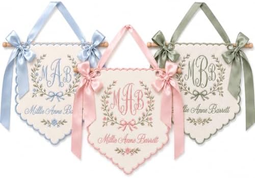 Personalized Embroidered Baby Banner Custom Baby Name Sign by OAEUQ