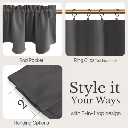 NICETOWN Grey Blackout Valance Curtain - Image 3