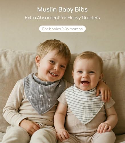 8 Pack Muslin Baby Bandana Bibs - Image 3