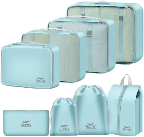 8 Set Packing Cubes for Travel Suitcase Organizer Bags Luggage Packing Cubes by YEEYAA