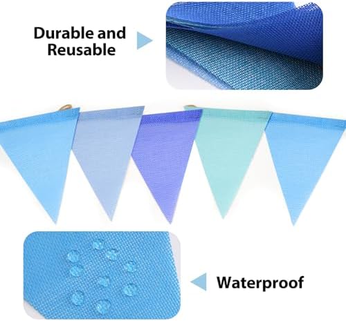 G2PLUS Pennant Banner Triangle Flag Bunting Garland Blue Banner Flags 36PCS - Image 3