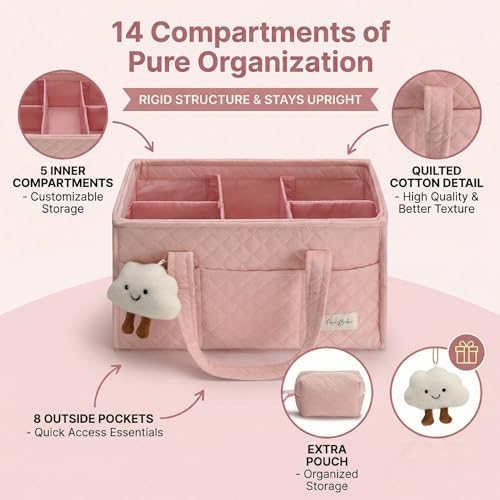 PeraBella Baby Diaper Caddy Organizer, Baby Basket Shower Gift, Portable - Image 2