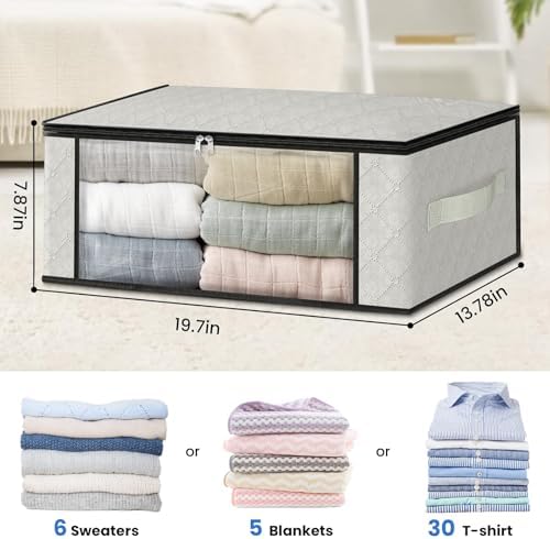 HomeHacks 10-Pack Clothes Organizer Storage Bags, 35L Storage Bins - Image 2