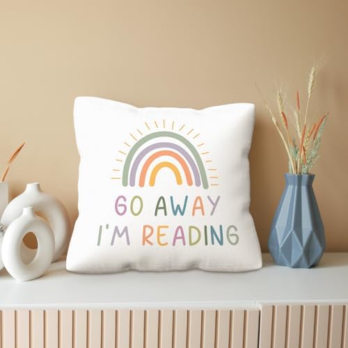 kdqua Boho Classroom Rainbow Reading Pillow Cover 18x18, Book Lovers Reader - Image 4