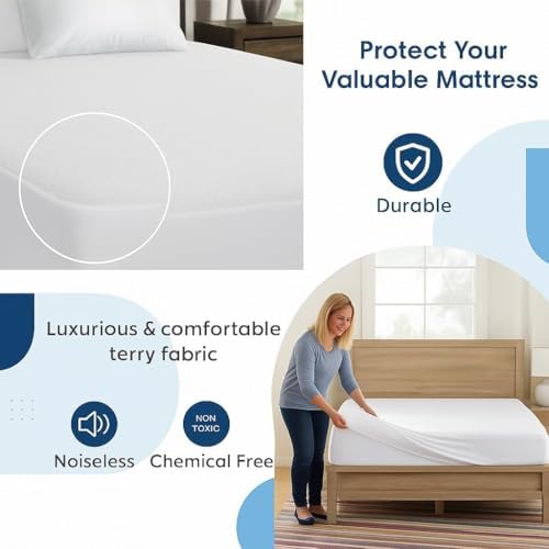 100% Waterproof Split Top King Mattress Protector, Premium Fitted Cotton Terry - Image 5