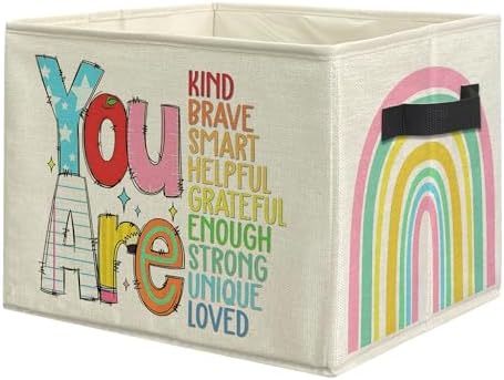 Boho Rainbow Inspirational Storage Bins, Positive Affirmation Gifts by uinwk