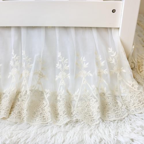 Brandream Lace Bed Skirt Boho Bohemian Girl Baby Nursery Crib Bed Skirt Dust - Image 5