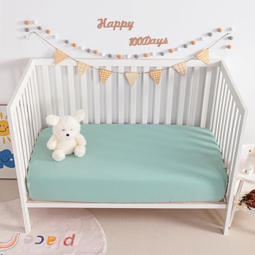 NTBAY 2 Pack Muslin Cotton Crib Sheets, Soft and Breathable Double Layer 28x52 - Image 5
