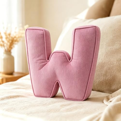 Pink Letter Plush Pillow, Letter Hugging Throw Pillows, Decorative Corduroy by Shapeazy