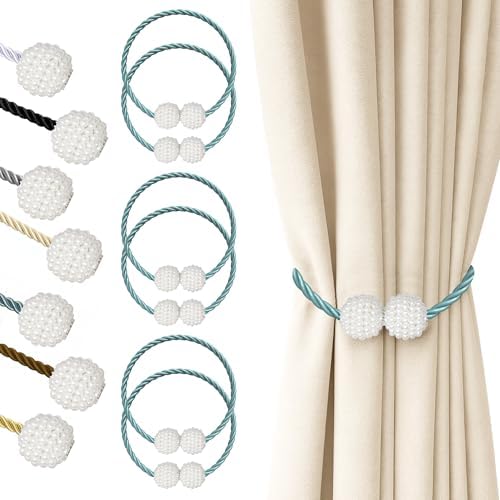 Hion Magnetic Curtain Tiebacks Blue 6pcs, Curtain Holdbacks Hooks Holders by Hion