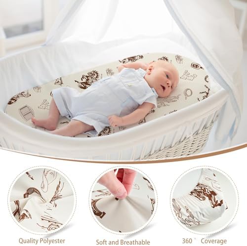 4 Pack Vintage Western Cowboy Bassinet Sheets - Image 4