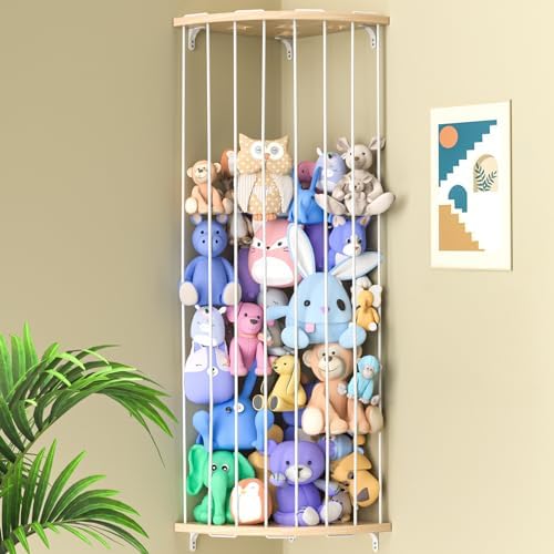 Jtksfcl Stuffed Animal Storage Wood Corner Plush Toys Holder by ToyStorageSolution