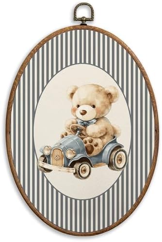 SONMYSULIL Bear Car Nursery Wall Art Decor, Kids Room Oval Wall Hanging Decor by Unknown