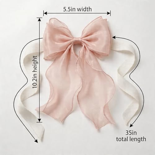 2 Pack French Lace Bow Curtain Tiebacks, Light Pink - Image 2