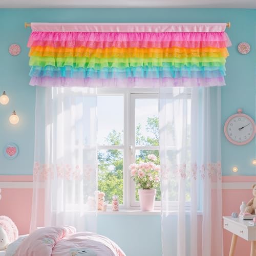 Besutolife Rainbow Valance Curtains Girls Valances - Image 4