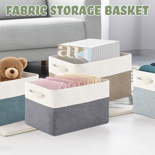 6 Pack Cube Storage Bins Fabric Cube Basket Handle, Dark Morandi - Image 5