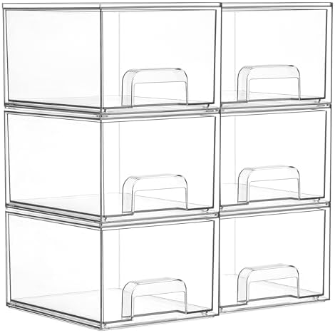 Vtopmart 6 Pack Small Clear Stackable Storage Drawers by Vtopmart