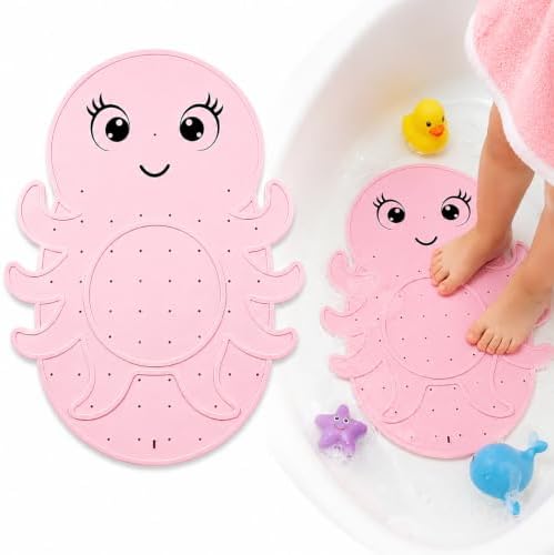 Kids Bathtub Mat Non Slip, Soft Silicone Octopus Baby Bath Mat by Zuplo