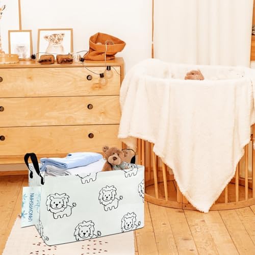 Rectangular Collapsible Lion Storage Basket Nursery Organizer - Image 7