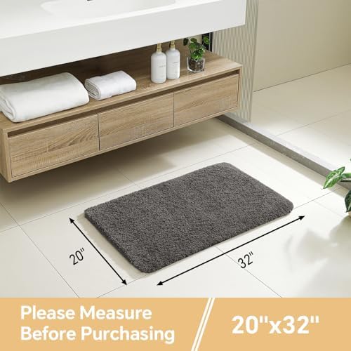 Polyester Bathroom Rug 20"x32" Taupe, Non-Slip Soft Shaggy Bath Mat - Image 2