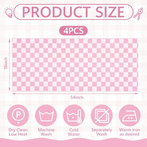 Mindsoft 4 Pcs Pink Checkered Window Valance Curtains - Image 3