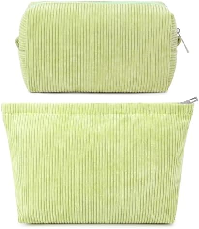SOIDRAM 2 Pcs Corduroy Makeup Bag Large Cosmetic Bag Toiletry Bag Makeup Pouch by SOIDRAM
