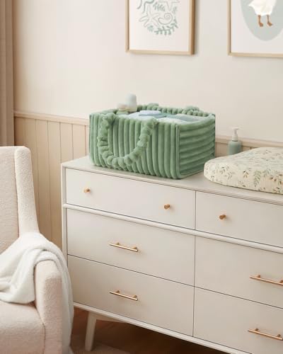 Blissful Diary Flannel Diaper Caddy Organizer & Gift Packaging, Sage Green - Image 7