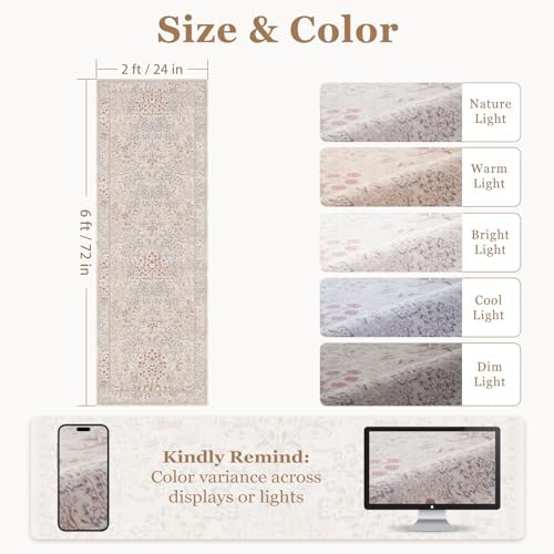 Cream Tree of Life 2x6 Runner Rug - Image 2