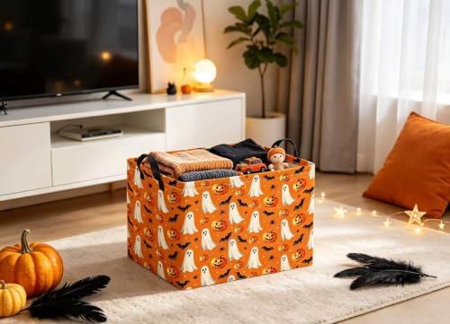 Halloween Basket Cute Baskets for Kids Pumpkin Basket Rectangular Storage Bin - Image 3