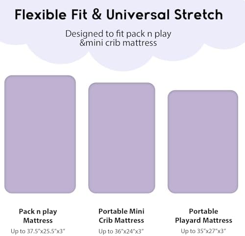 Yoofoss 2-Pack Pack and Play Sheets Fitted 38x26 - Image 3