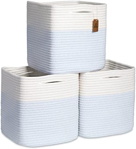 NaturalCozy Storage Cubes 11 Inch Cotton Rope Woven Baskets by NaturalCozy