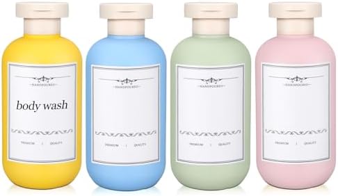 4 PACK Travel Shampoo Bottle, Empty Plastic Squeeze Bottles 6.8oz by UMETASS