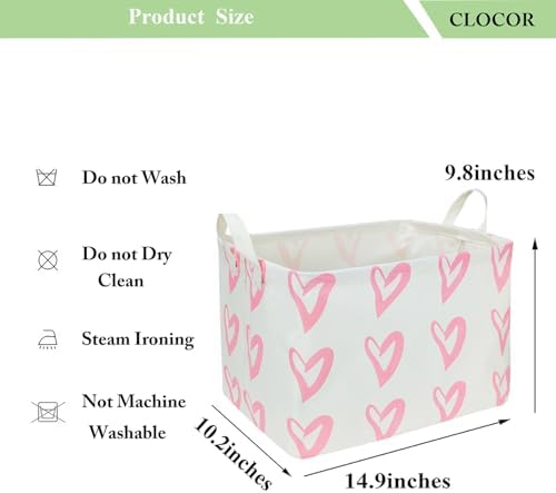 CLOCOR Rectangular Pink Heart Basket Empty, Storage Bin, Waterproof Book Box - Image 6