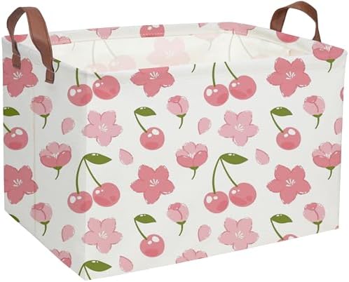 Rectangular Cherry Basket Girls Baskets Storage Bins Room Decor Cute Organizer by DDBASKET