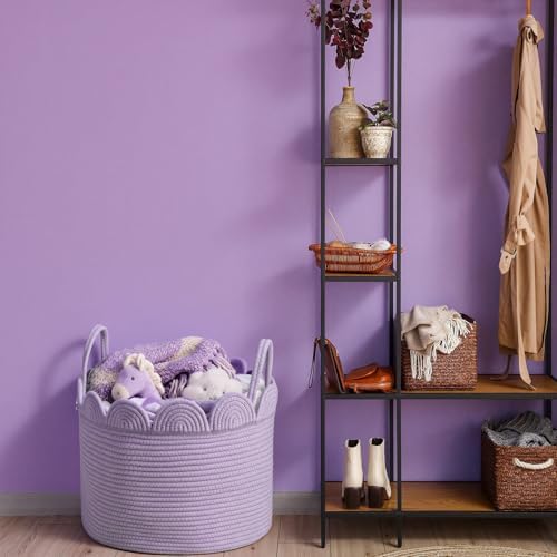 LemonRoad Round Woven Basket Lavendor Purple - Image 4
