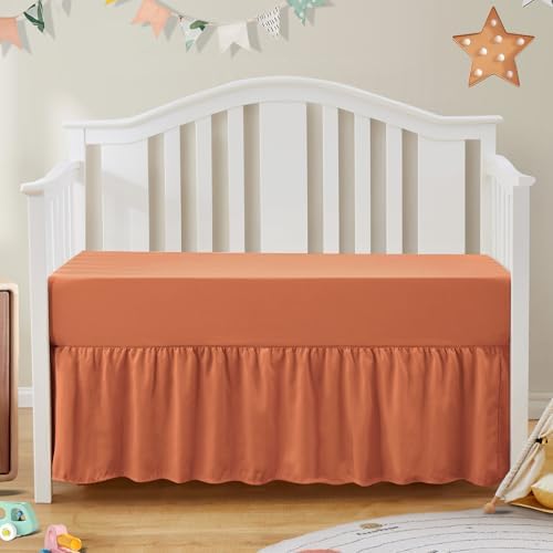 SiinvdaBZX 2-Piece Set Ruffled Crib Skirt & Crib Sheet, Rust Orange by SiinvdaBZX