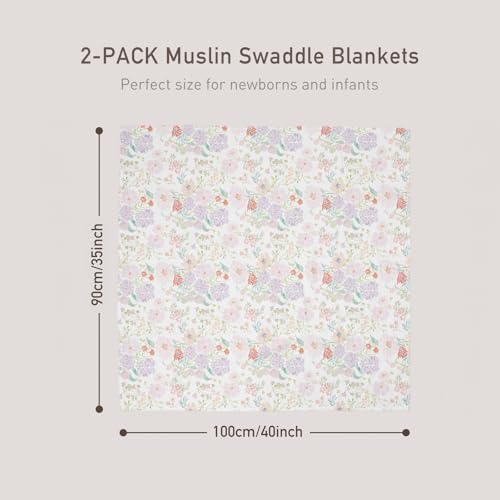 GLLQUEN BABY Muslin Swaddle Blankets 2Pk Receiving Blanket Large 35" x 40" - Image 4