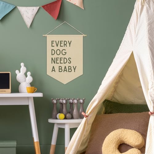 Every Dog Needs a Baby Linen Canvas Banner, Baby Shower Decor, Pregnancy - Image 6